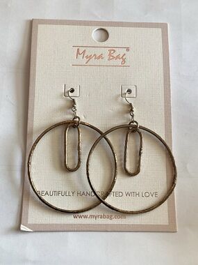 Myra Bag Hammered Gold Hoop Drop Earrings
